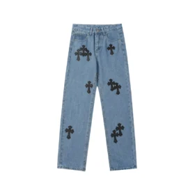 Blaue Chrome Hearts-Jeans
