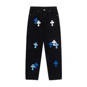 Chrome Hearts blauw-witte Cross Patch Jeans