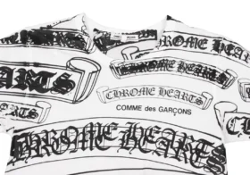 Chrome Hearts Comme Des Garcons T-shirt met print Wit, Zwart