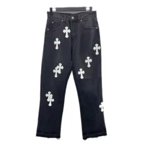 Chrome Hearts Cross gestikte leren Jeans