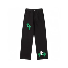 Chrome Hearts Cross groene & witte patch-Jeans Chrome Hearts Cross groene & witte patch-Jeans