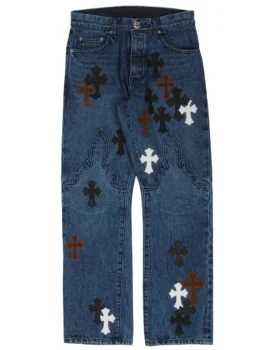 Chrome Hearts Fleur Knee Cross Patch Jeans Chrome Hearts Fleur Knee Cross Patch Jeans