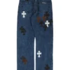 Chrome Hearts Fleur Knee Cross Patch Jeans Chrome Hearts Fleur Knee Cross Patch Jeans