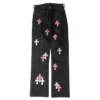 Chrome Hearts Fleur Knee Leather Cross Patch Broeken