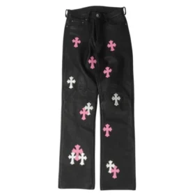Chrome Hearts Fleur Knee Leather Cross Patch Broeken