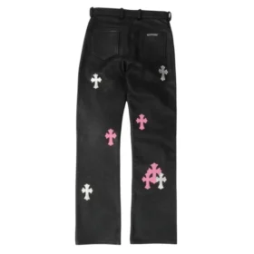 Chrome Hearts Fleur Knee Leather Cross Patch Broeken