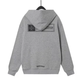 Chrome Hearts grijze hoodie met bloemenprint en ritssluiting