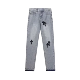 Chrome Hearts Handgeschilderde Cross Leren Jeans