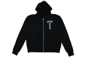 Chrome Hearts Hoodie met bloemenlogo en ritssluiting, zwart, maat L