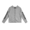 Chrome Hearts Hoodie met ritssluiting, geborduurd met kasjmier, grijs
