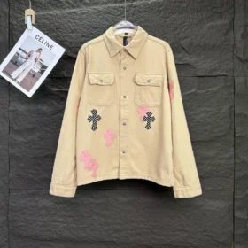 Chrome Hearts-jas met roze en zwarte kruisen