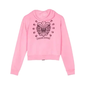 Chrome Hearts meisjeshoodie met rits in roze