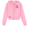 Chrome Hearts meisjeshoodie met rits in roze Chrome Hearts meisjeshoodie met rits in roze