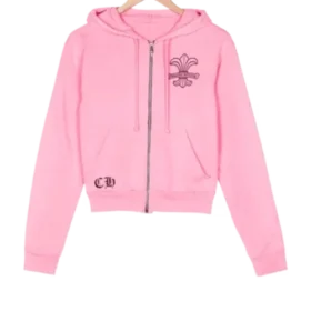 Chrome Hearts meisjeshoodie met rits in roze