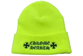 Chrome Hearts-muts met logo in neon geel
