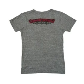 Chrome Hearts T-shirt met V-hals en print op de rug, grijs/rood
