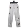 Chrome Hearts witte Jeans met luipaardprint en kruis Chrome Hearts witte Jeans met luipaardprint en kruis