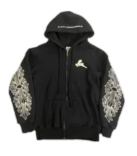 Chrome Hearts zeldzame hoodie met ritssluiting en Floral Cross-motief Chrome Hearts zeldzame hoodie met ritssluiting en Floral Cross-motief