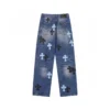 Chrome Hearts zwarte & cyaanblauwe denim met Cross Patch Chrome Hearts zwarte & cyaanblauwe denim met Cross Patch