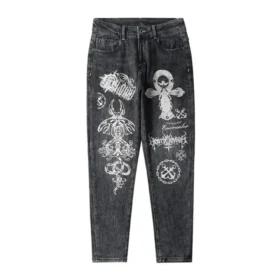 Door Chrome Hearts geïnspireerde jeans