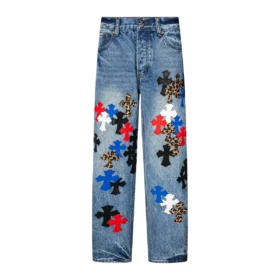Firmranch leren broek met luipaardprint en kruis