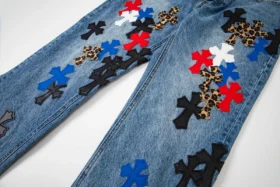 Firmranch leren broek met luipaardprint en kruis