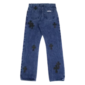 Jeans met leren Cross Patches