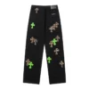 Jeans met leren patches