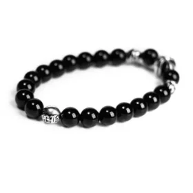 Onyx armband 8 mm (4 zilveren kralen)