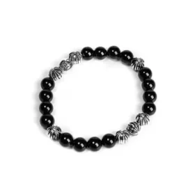 Onyx armband 8 mm (8 zilveren kralen)