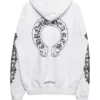 Witte bloemenprint Hoodie met rits en Horseshoe-motief Witte bloemenprint Hoodie met rits en Horseshoe-motief