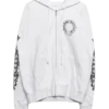 Witte bloemenprint Hoodie met rits en Horseshoe-motief Witte bloemenprint Hoodie met rits en Horseshoe-motief